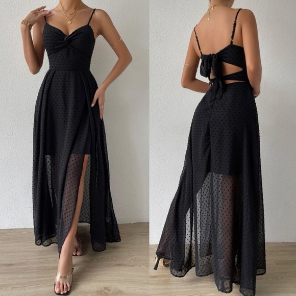 Boho Swiss dot twist front tie back cami dress - Picture 13 of 16